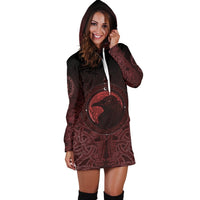 Viking Hoodie Dress, Ethnic Odin Raven Red RLT12 - Wonder Print Shop