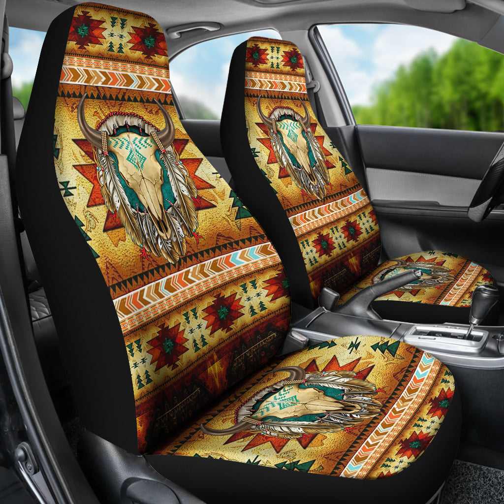 Tribal Dark Brown Bison Design Car Seat Covers LT10 - Wonder Print Shop