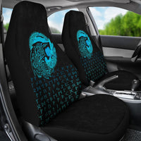 Viking Car Seat Covers Fenrir Wolf Cyan RLT12 - Wonder Print Shop