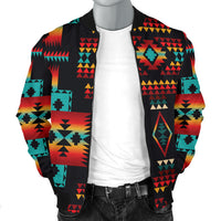 Navy Native Tribes Pattern Native American Bomber Jacket LT10 - Wonder Print Shop