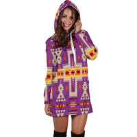 Light Purple Tribe Design Native American Hoodie Dress LT10 - Wonder Print Shop