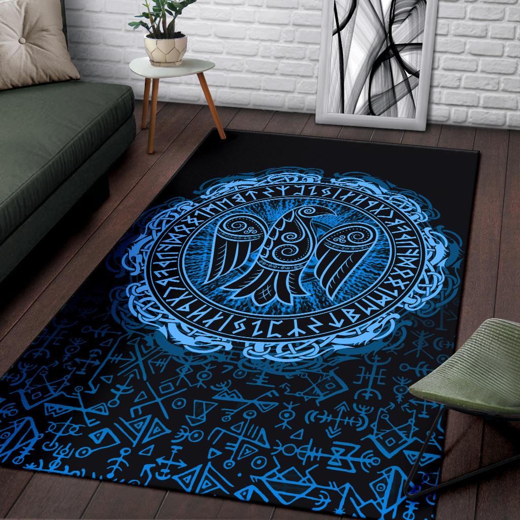 Viking Area Rug Raven Celtic Cyan RLT12 - Wonder Print Shop