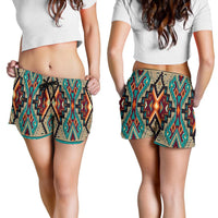 native-american-tribe-blue-pattern-all-over-print-women-shorts