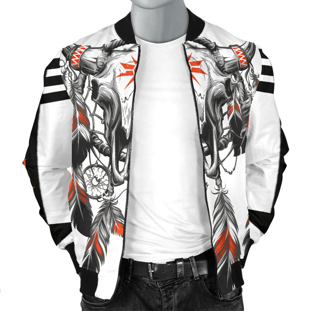 Black Arrow Skull Feather Native American Bomber Jacket LT10 - Wonder Print Shop