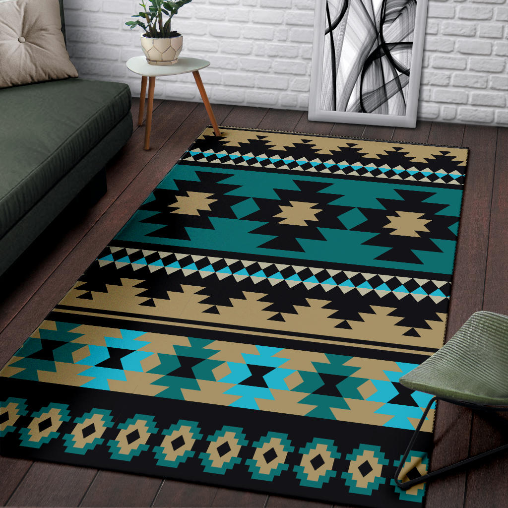 Green Ethnic Aztec Pattern Area Rug LT10 - Wonder Print Shop