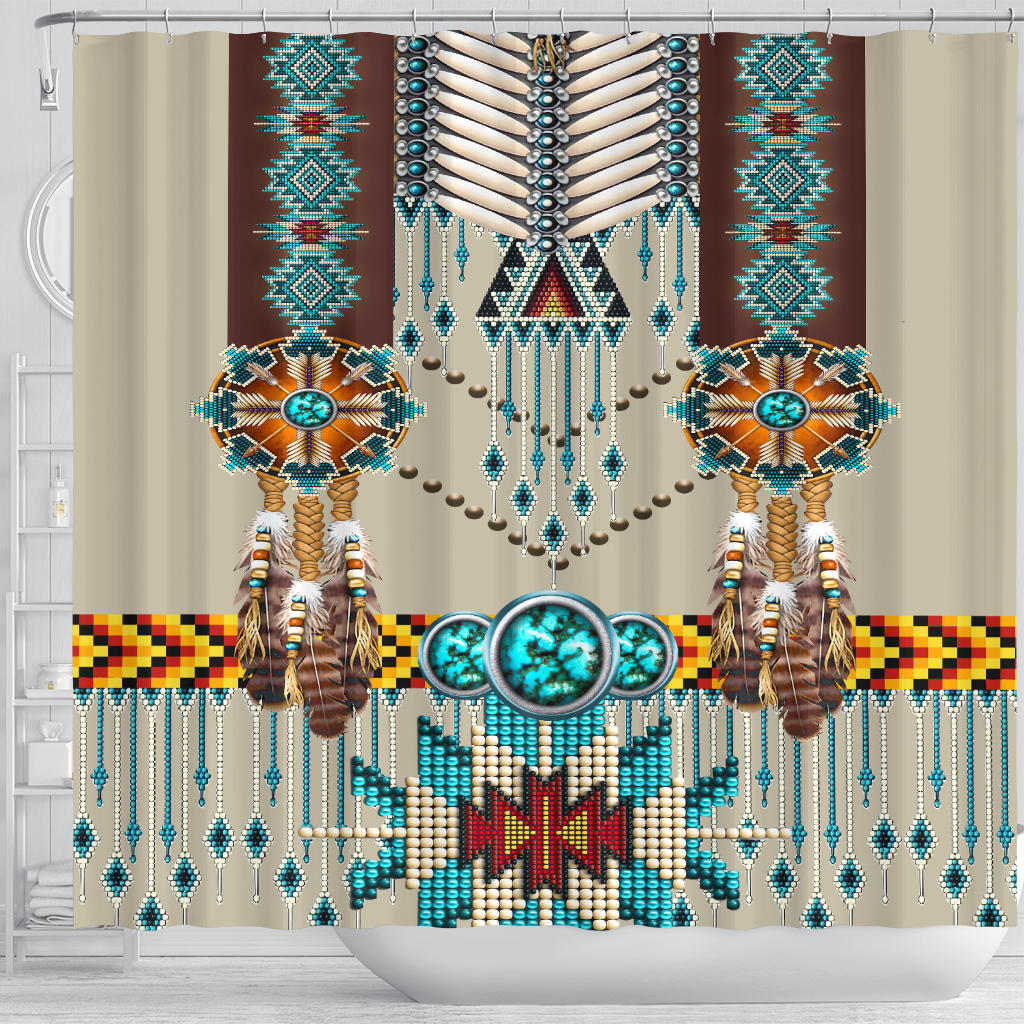 turquoise-blue-pattern-breastplate-native-american-shower-curtain-gb-nat00069-scur01