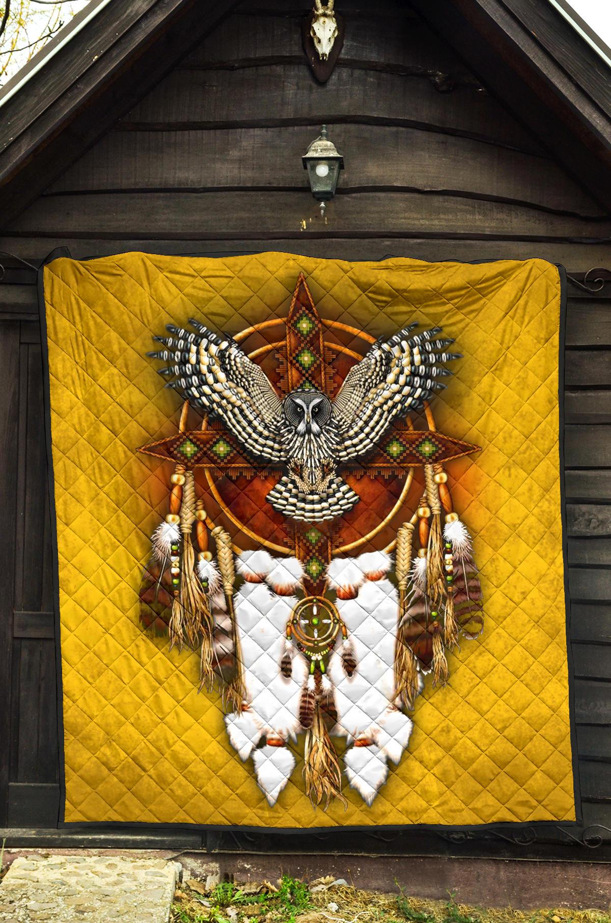 Owl Yellow Native American Premium Quilt LT10 - Wonder Print Shop