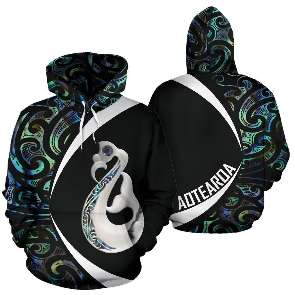 Aotearoa Maori Manaia Paua Shell Hoodie Circle Style - Wonder Print Shop