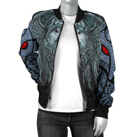 Viking Women's Bomber Jacket, Spiral Wolf Spirit RLT12 - Wonder Print Shop