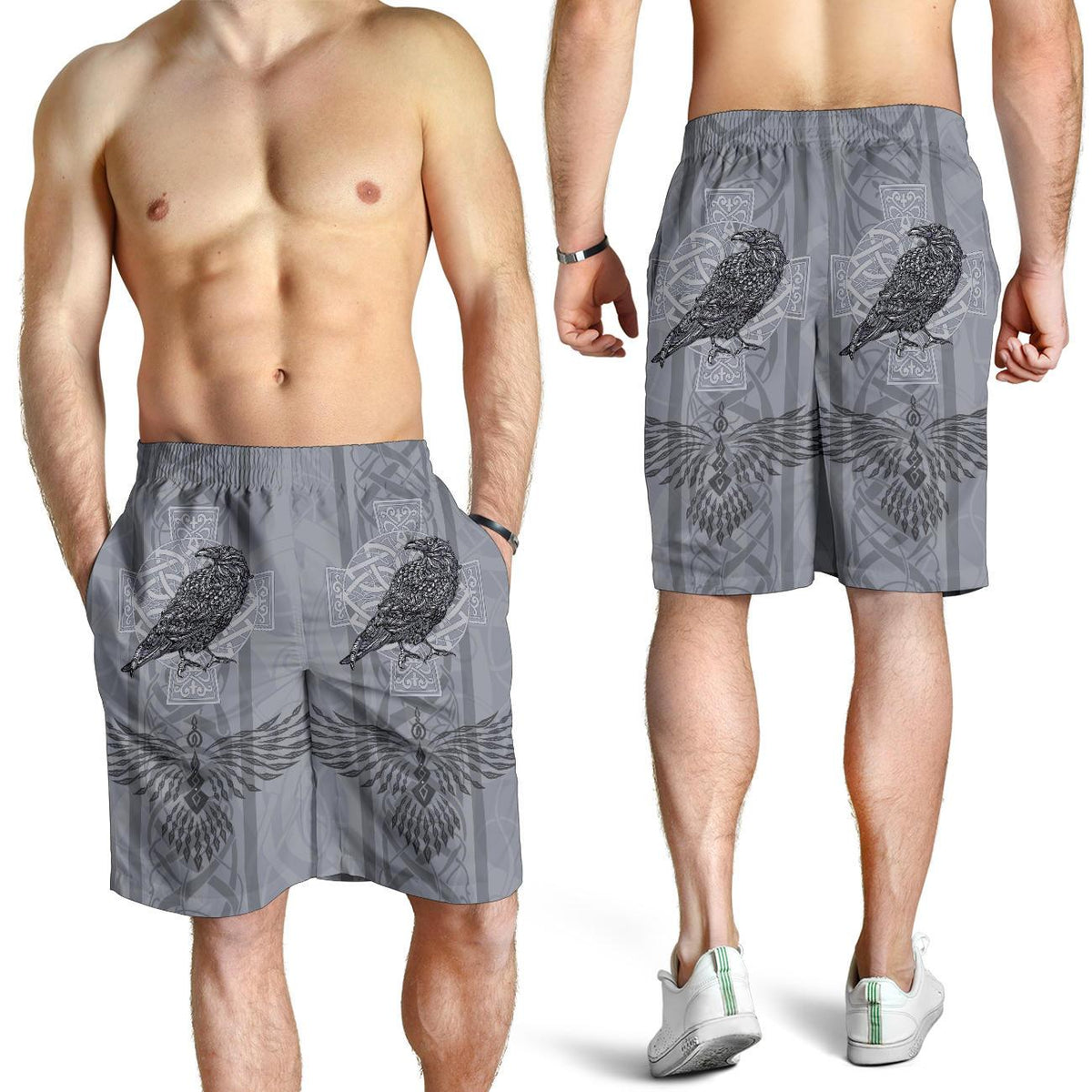 viking-all-over-print-mens-shorts-odins-celtic-raven-scandinavian-tattoo