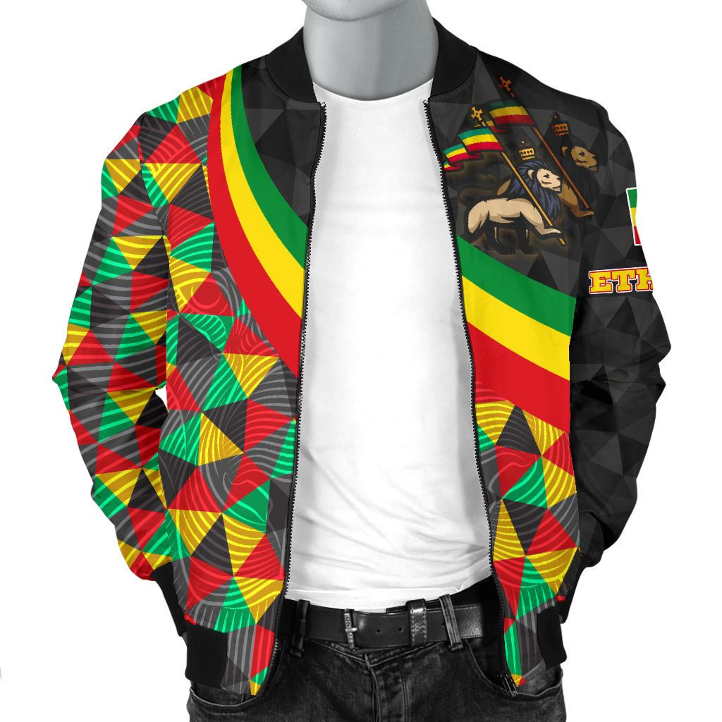 Ethiopia Men's Bomber Jacket - Ethiopia Rasta Lion - Wonder Print Shop