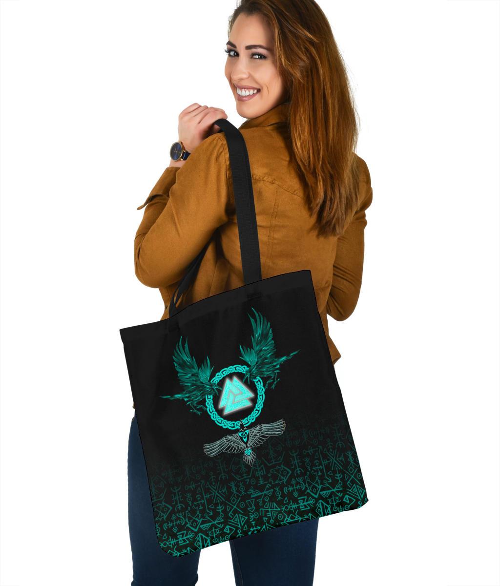 viking-tote-bag-three-raven-and-valknut-cyan