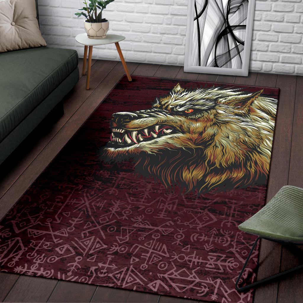 Viking Area Rug Fenrir On The Blood Moon Background RLT12 - Wonder Print Shop