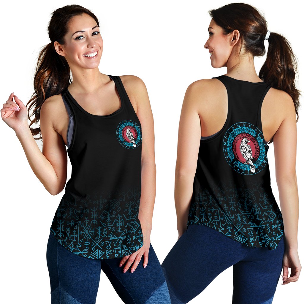 Viking Women's Racerback Tank - Raven Celtic Cyan RLT12 - Wonder Print Shop