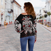 Viking Tyr Tattoo Blood Women's Off Shoulder Sweater RLT12 - Wonder Print Shop