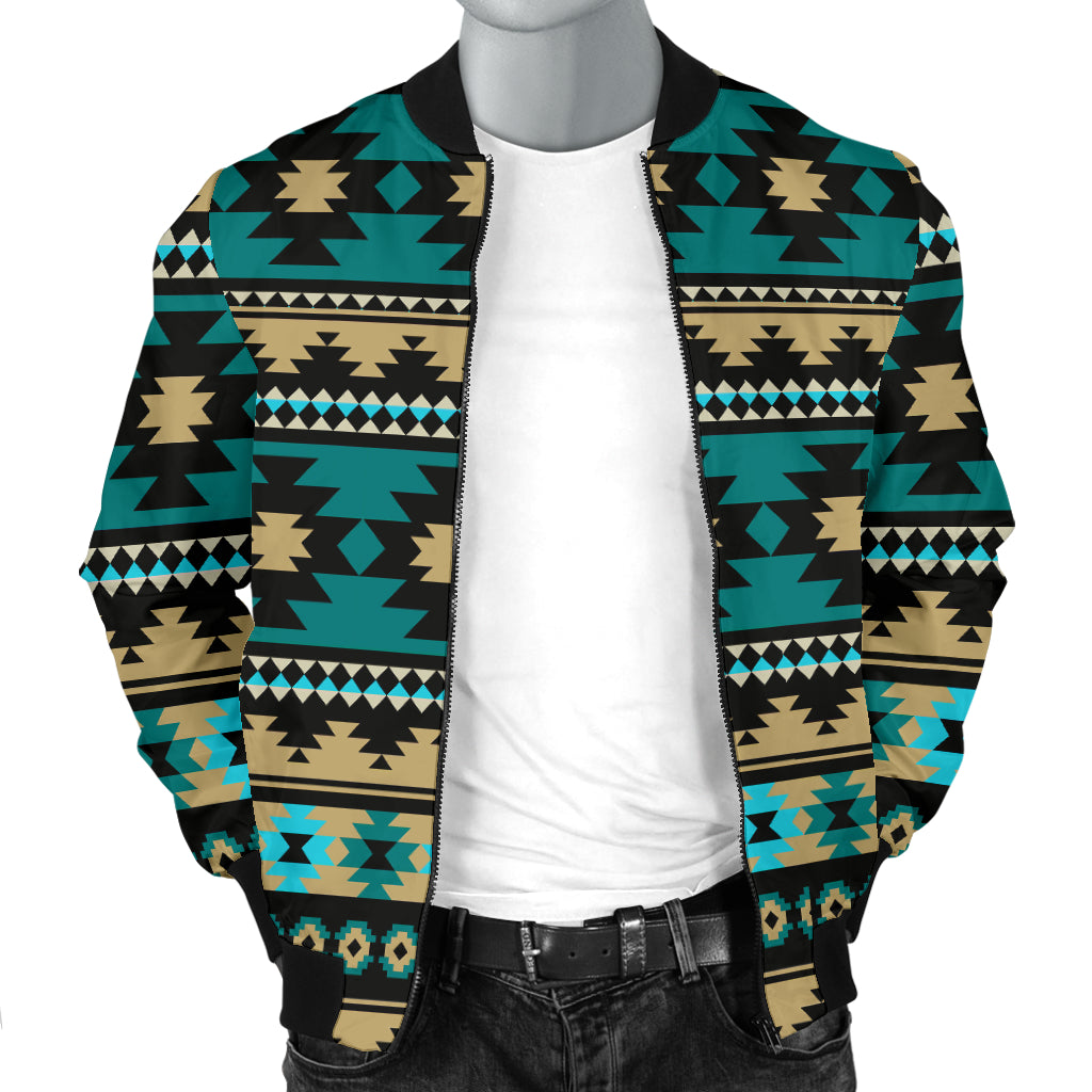 Green Ethnic Aztec Men's Bomber Jacket LT10 - Wonder Print Shop
