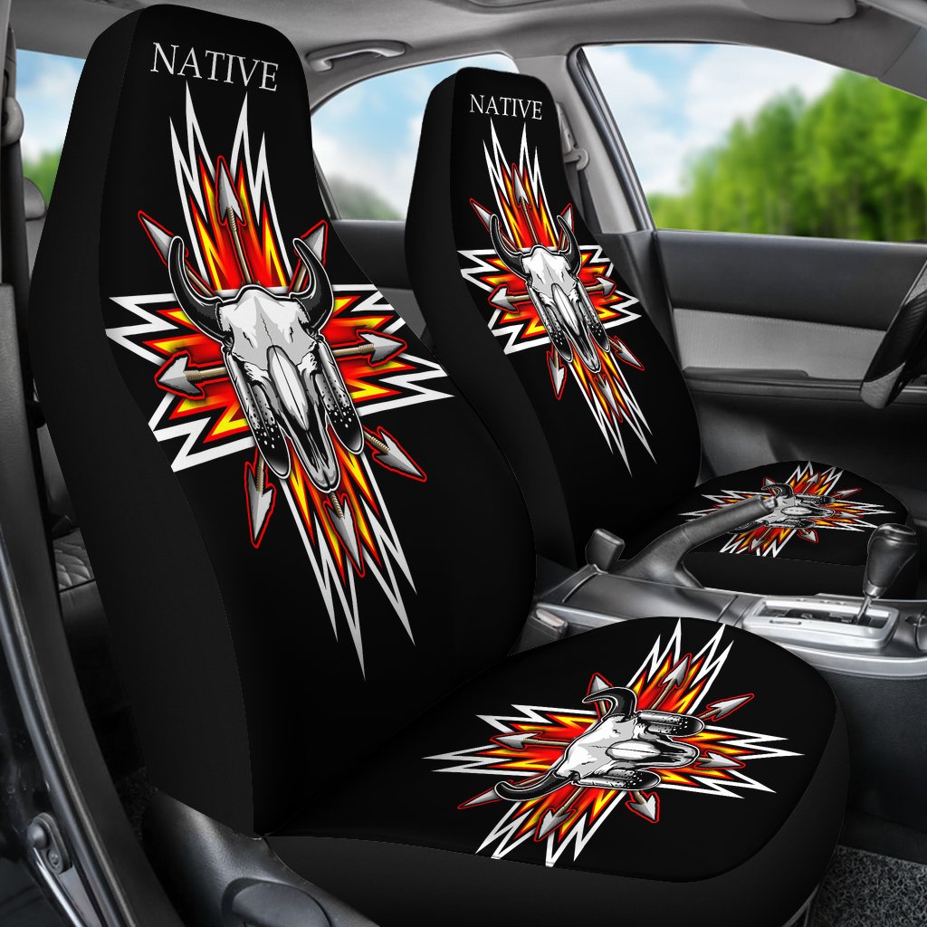 Native Bison Skull Native American Car Seat Covers LT10 - Wonder Print Shop