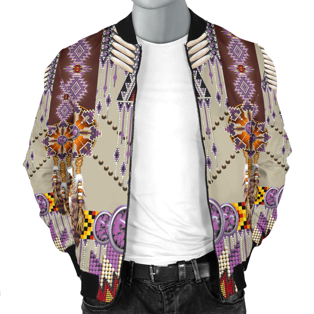 Purple Pattern Breastplate Men's Bomber Jacket LT10 - Wonder Print Shop