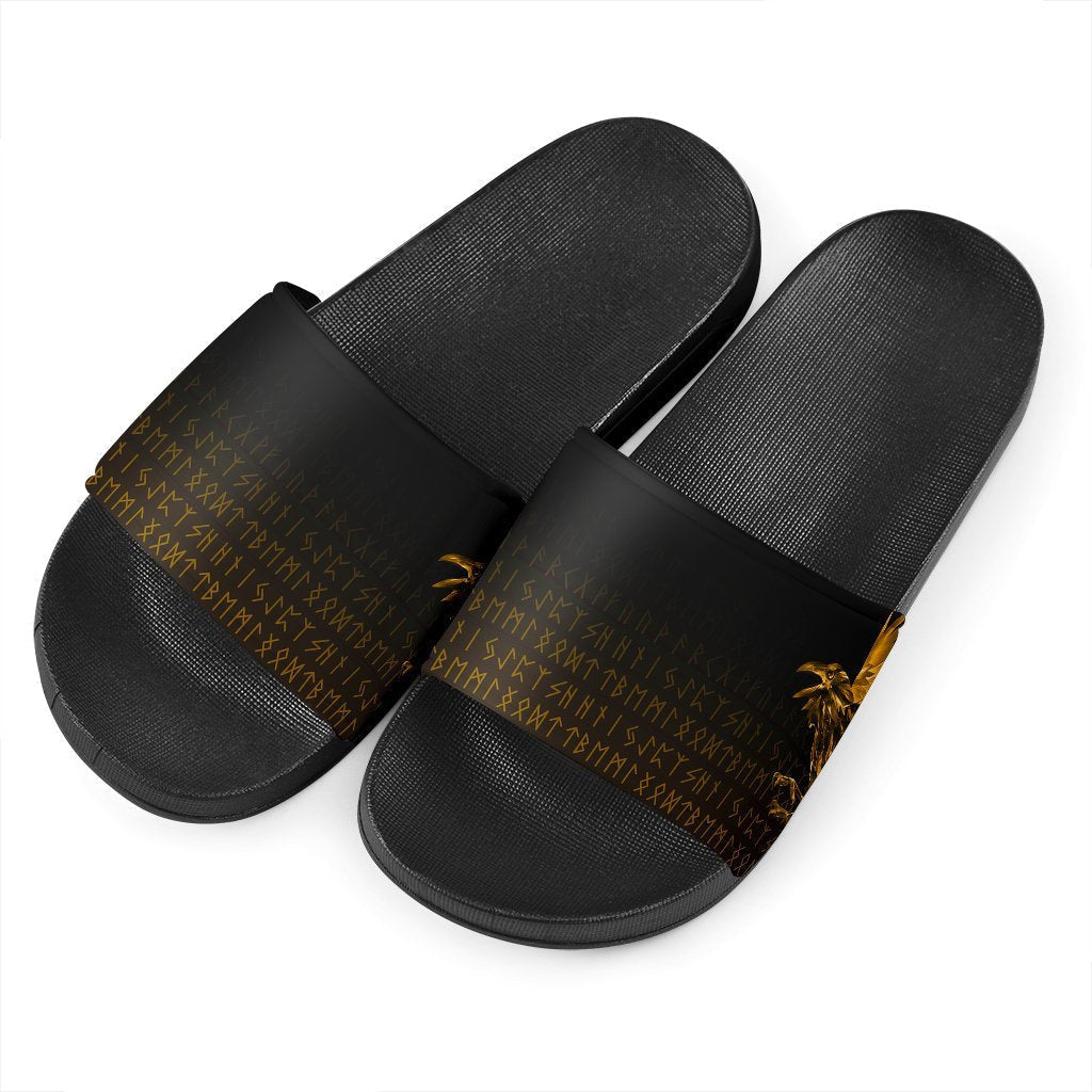 viking-slide-sandals-the-raven-of-odin-rune-gold