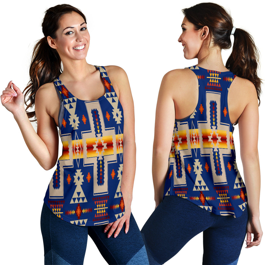 Navy Tribe Design Native American Women Racerback Tank LT10 - Wonder Print Shop