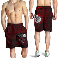 viking-all-over-print-mens-shorts-raven-of-odin-and-symbol-viking-on-blood-background