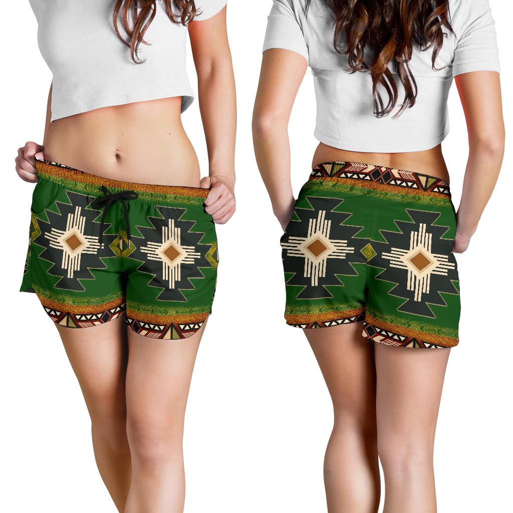 native-american-southwest-green-symbol-all-over-print-women-shorts