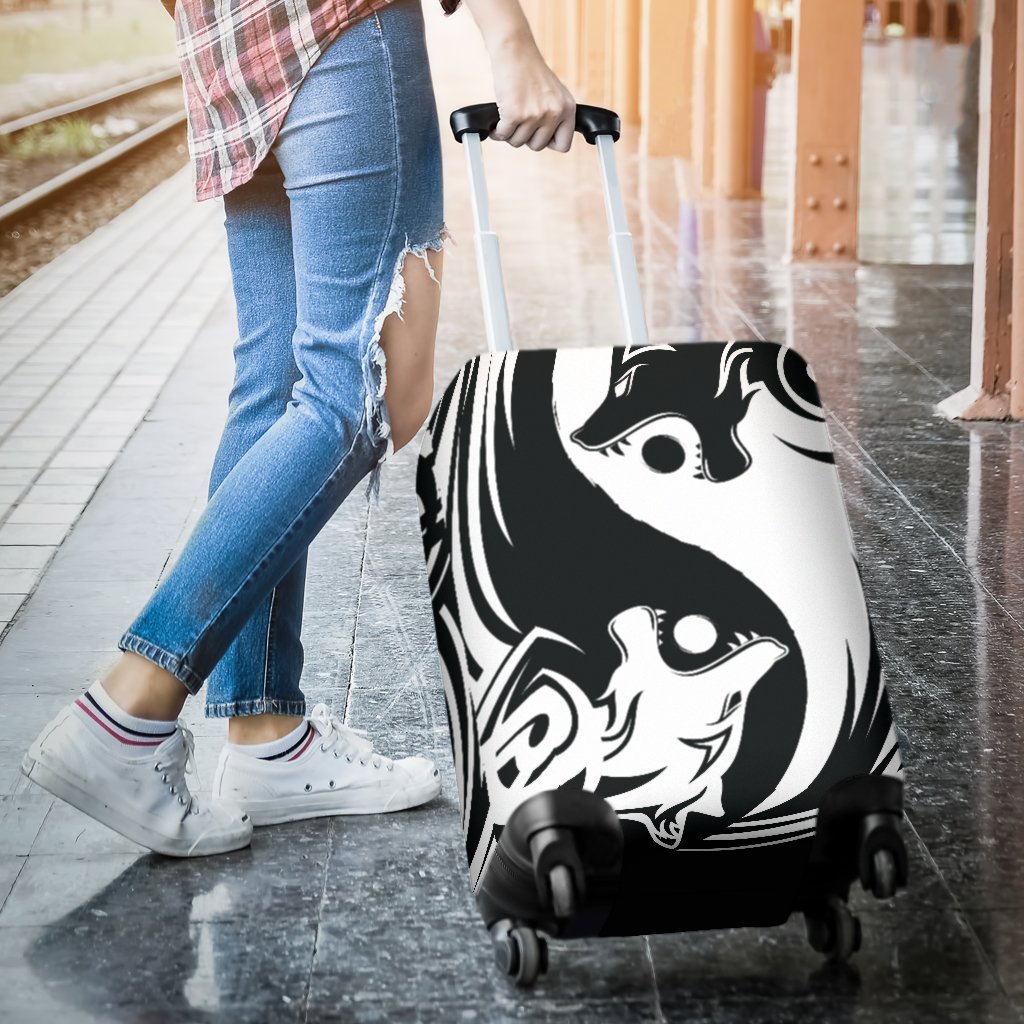 Viking Luggage Cover - Ying Yang Wolf RLT12 - Wonder Print Shop
