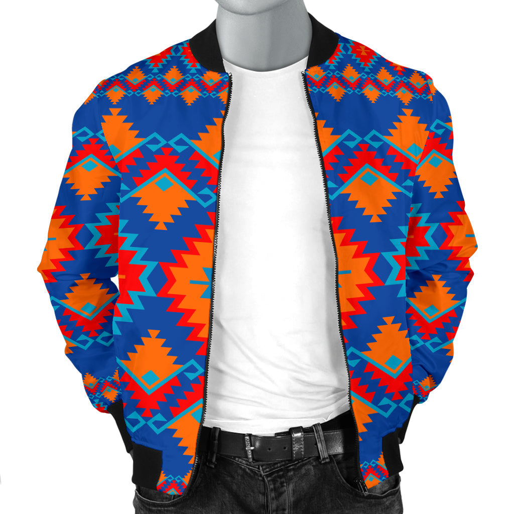 Red and Yellow Geometric Men's Bomber Jacket LT10 - Wonder Print Shop