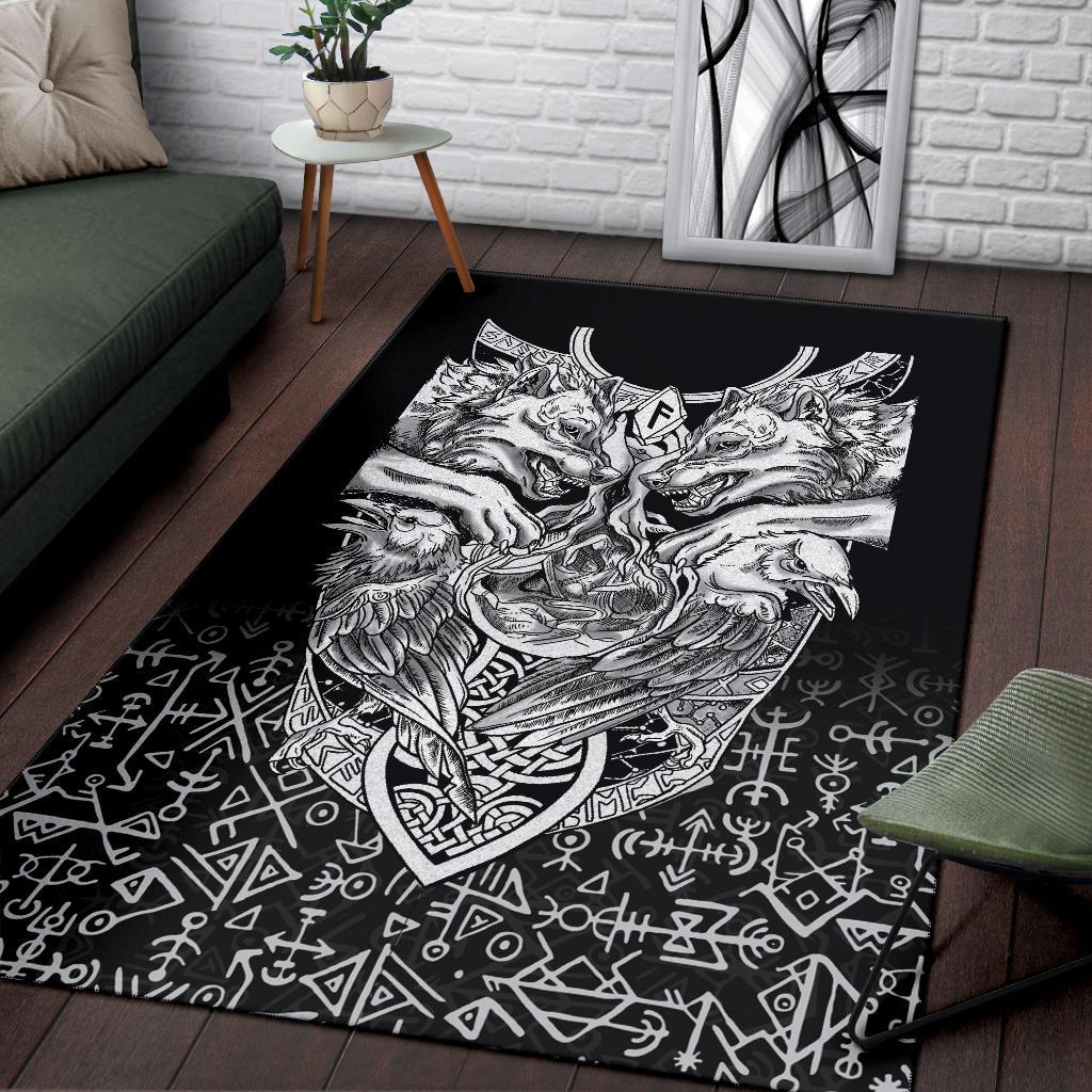 Viking Area Rug Wolf and Raven Special RLT12 - Wonder Print Shop