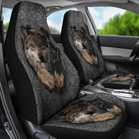 Gray Wolf Jumping Native American Car Seat Covers LT10 - Wonder Print Shop