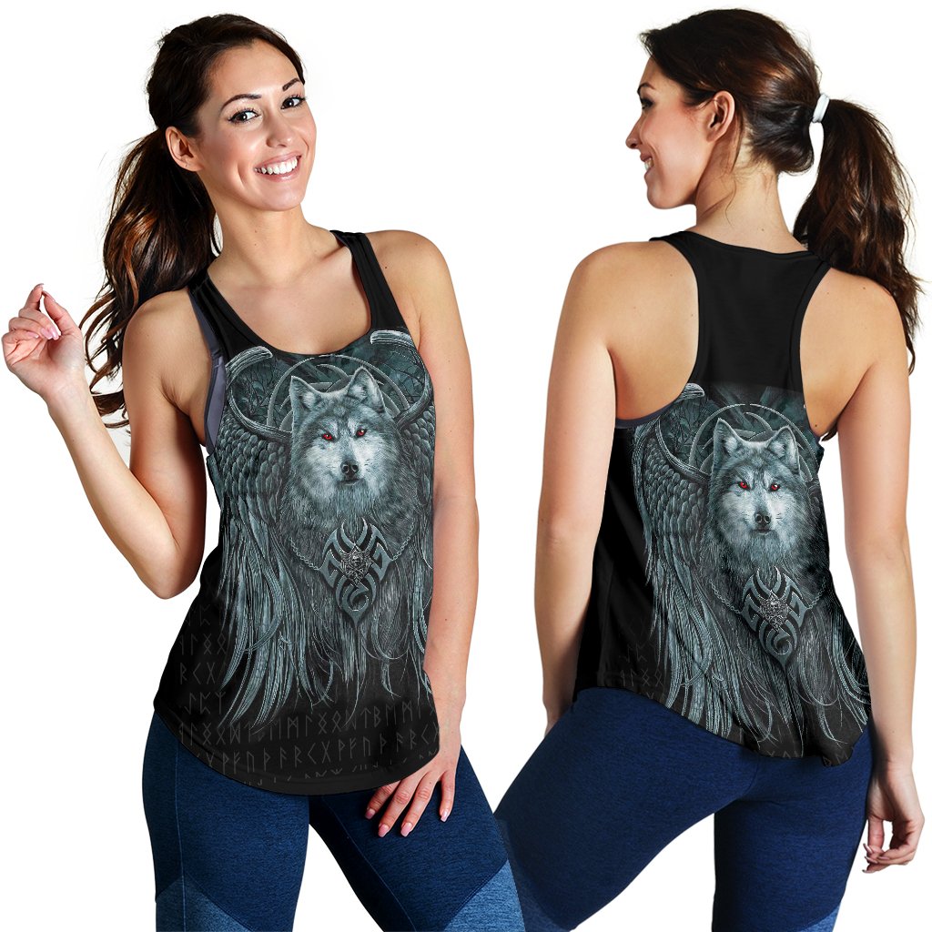 Viking Women's Racerback Tank, Spiral Wolf Spirit RLT12 - Wonder Print Shop
