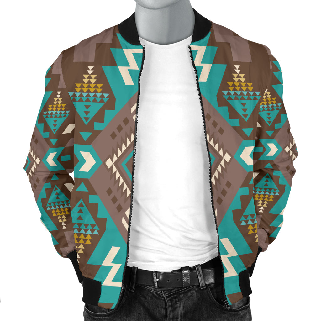 Blue Pattern Brown Men's Bomber Jacket LT10 - Wonder Print Shop