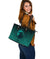 Viking Large Leather Tote Bag, Ethnic Odin Raven Cyan RLT12 - Wonder Print Shop