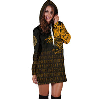 Viking Hoodie Dress The Raven Of Odin Rune, Gold RLT12 - Wonder Print Shop