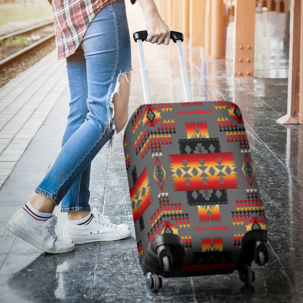 Gray Tribe Pattern Native American Luggage Covers LT10 - Wonder Print Shop