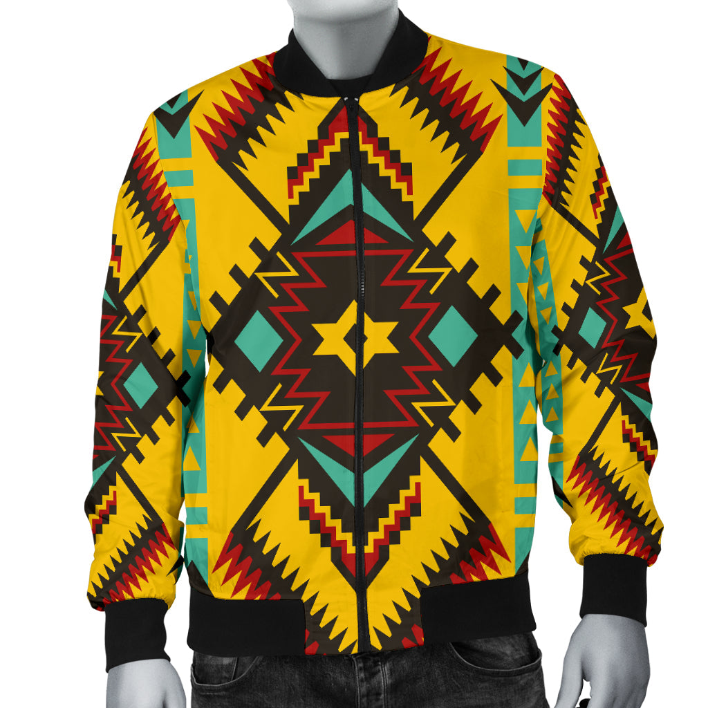 Abstract Geometric Ornament Men's Bomber Jacket LT10 - Wonder Print Shop