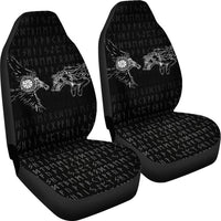 Viking Car Seat Covers Raven and Wolf Special Tattoo RLT12 - Wonder Print Shop
