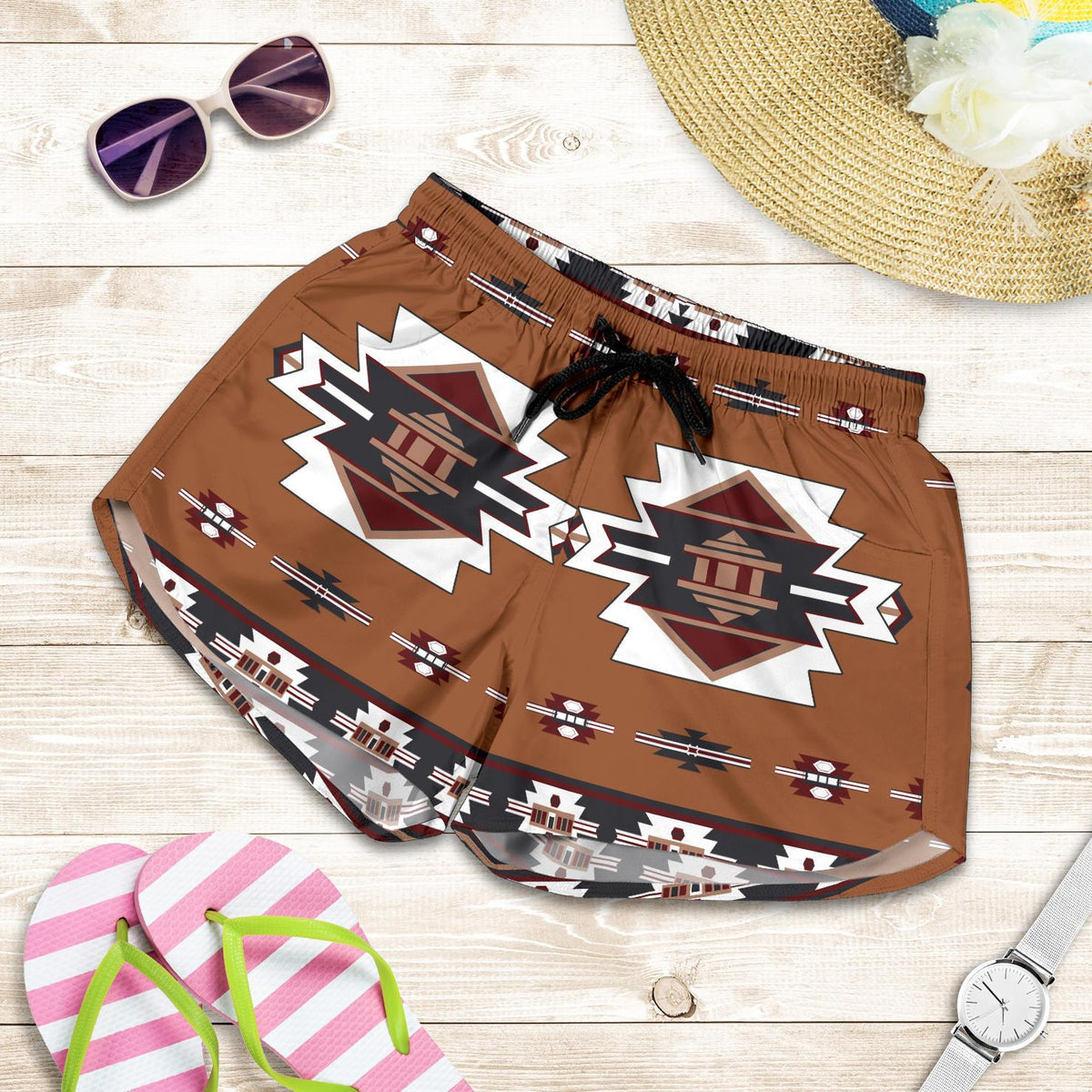 native-american-temple-all-over-print-women-shorts