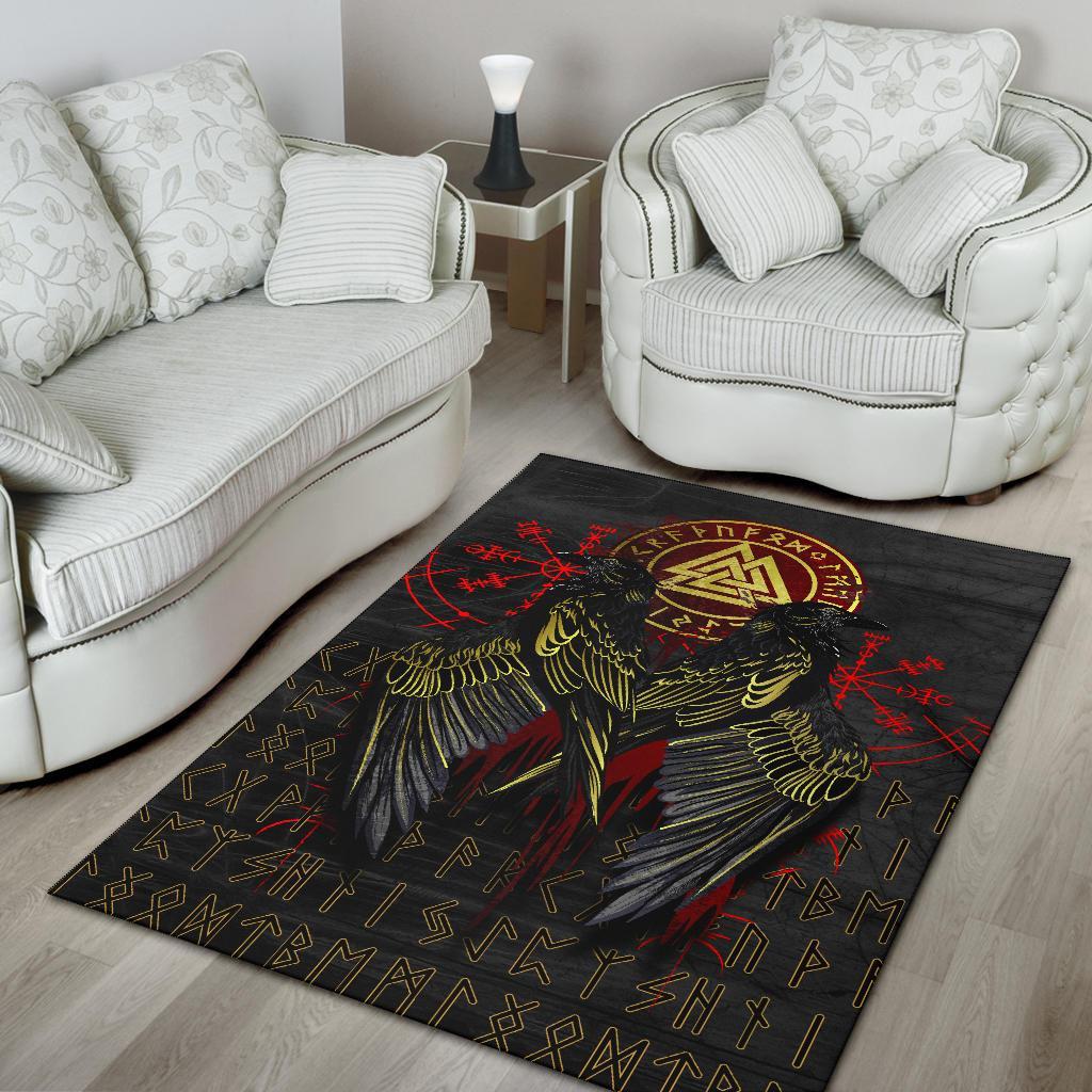 Viking Area Rug Vikings Valknut and Ravens Tattoo RLT12 - Wonder Print Shop