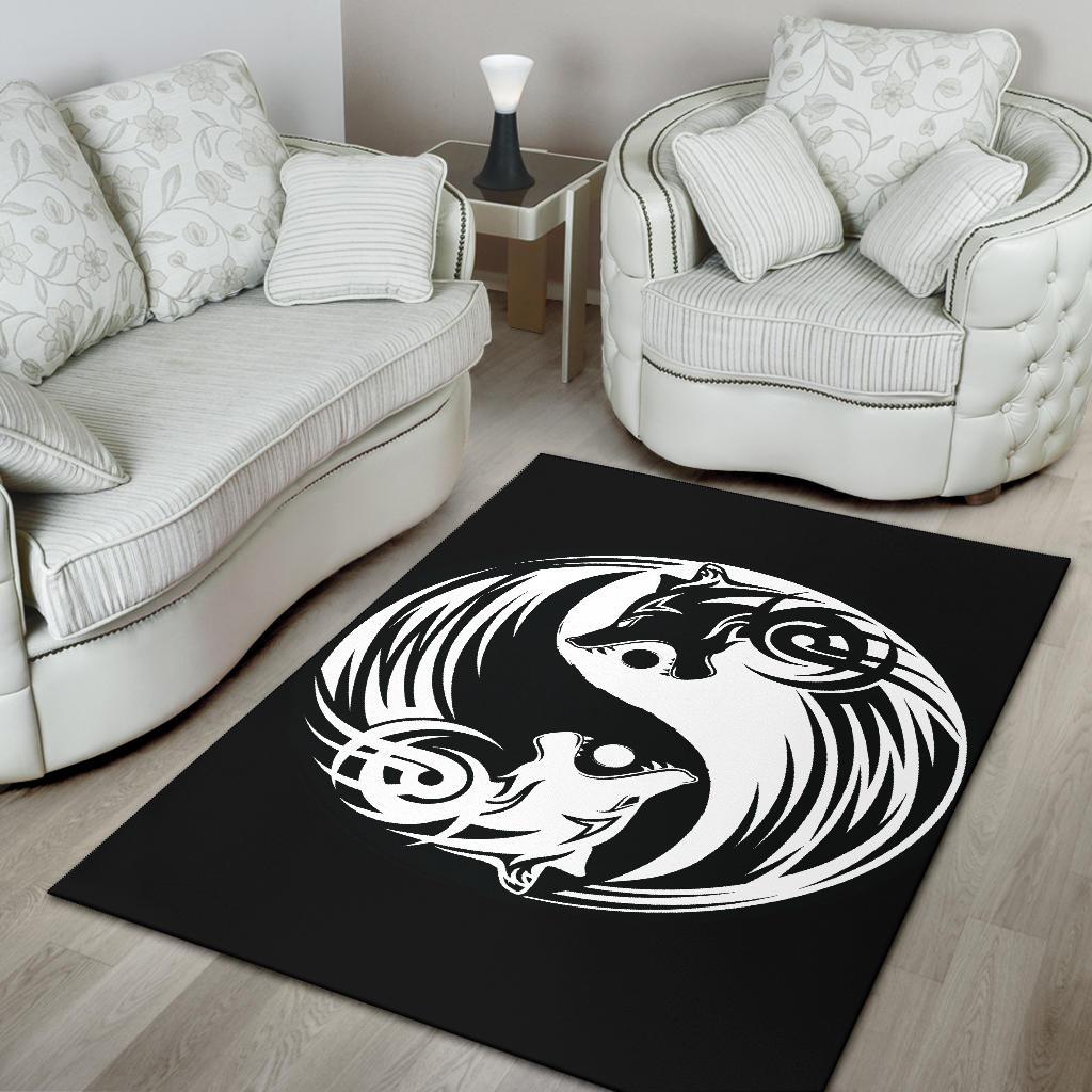 Viking Bomber Area Rug Ying Yang Wolf RLT12 - Wonder Print Shop