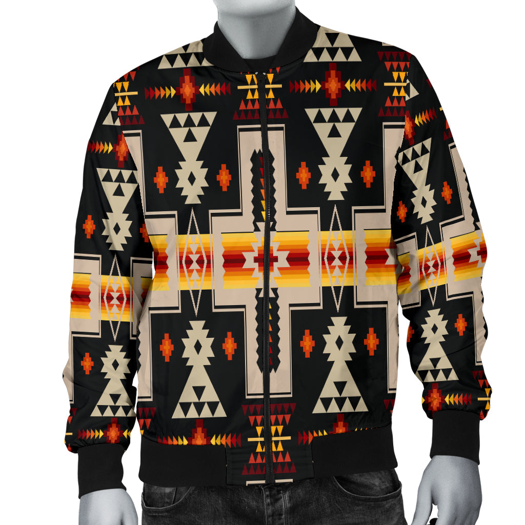 Black Tribe Design Native American Men's Bomber Jacket LT10 - Wonder Print Shop