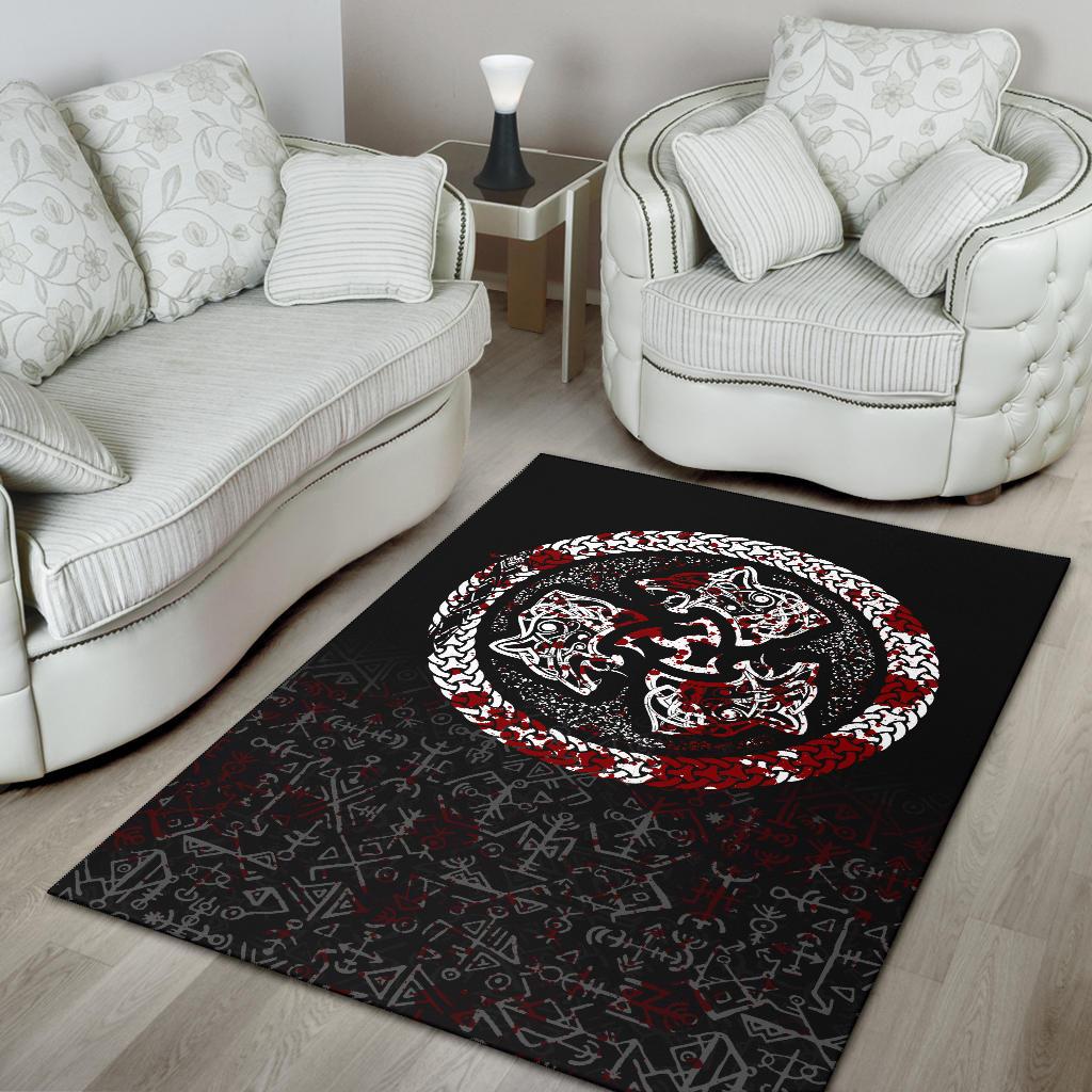 Viking Area Rug Fierce Blood Wolf Symbol Of A Viking Nordic RLT12 - Wonder Print Shop