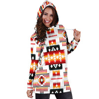 White Tribes Pattern Native American Hoodie Dress LT10 - Wonder Print Shop