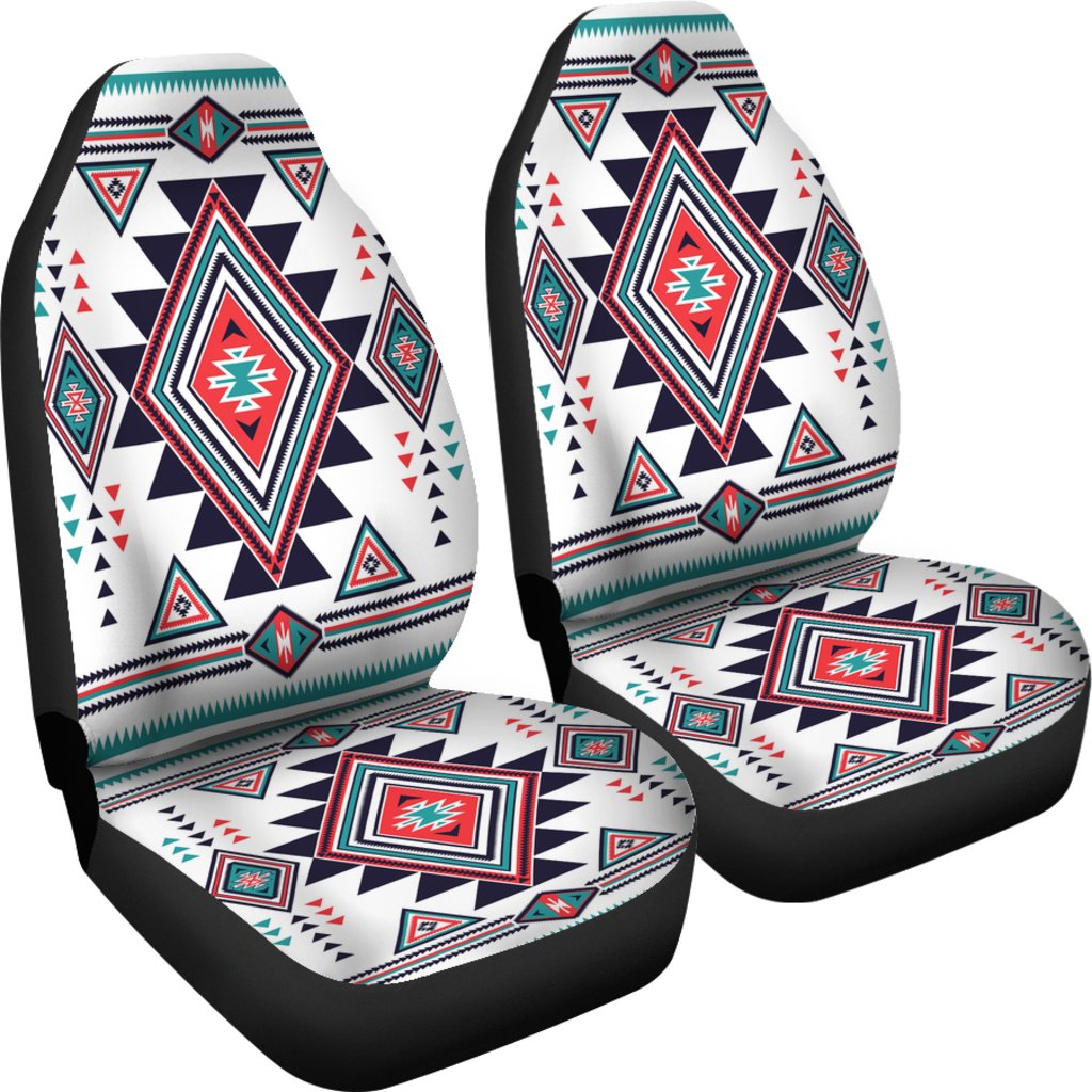 White Geometric Native American Design Car Seat Covers LT10 - Wonder Print Shop