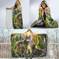 native-american-wolf-happiness-family-in-the-spring-forest-hooded-blanket