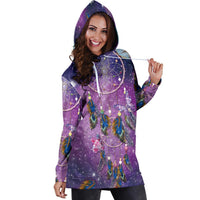 Purple Galaxy Dreamcatcher Native American Hoodie Dress LT10 - Wonder Print Shop