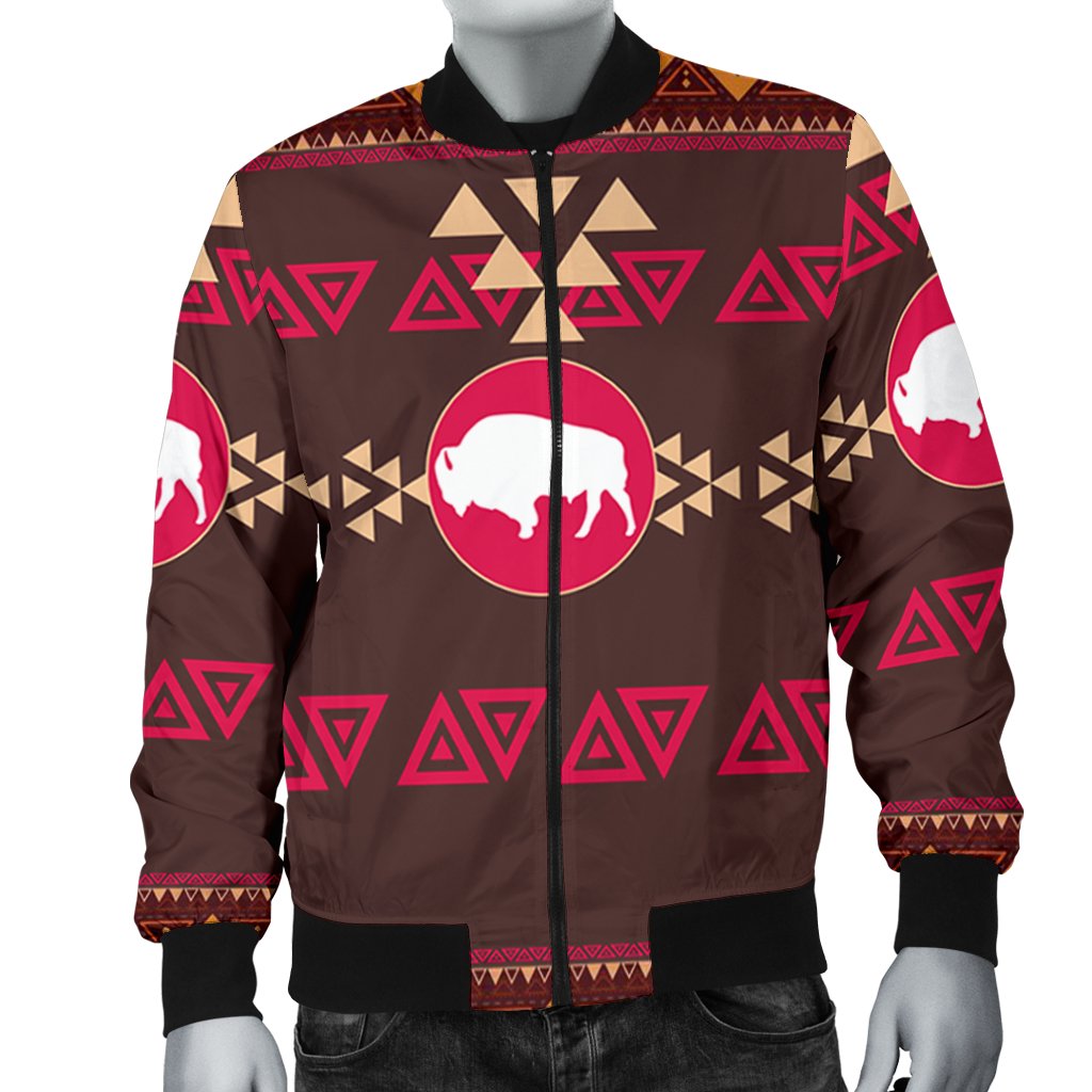 Brown Bison Native American Bomber Jacket LT10 - Wonder Print Shop