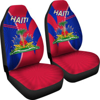 Coat Of Arms Haiti Car Seat Covers Circle Stripes - Wonder Print Shop