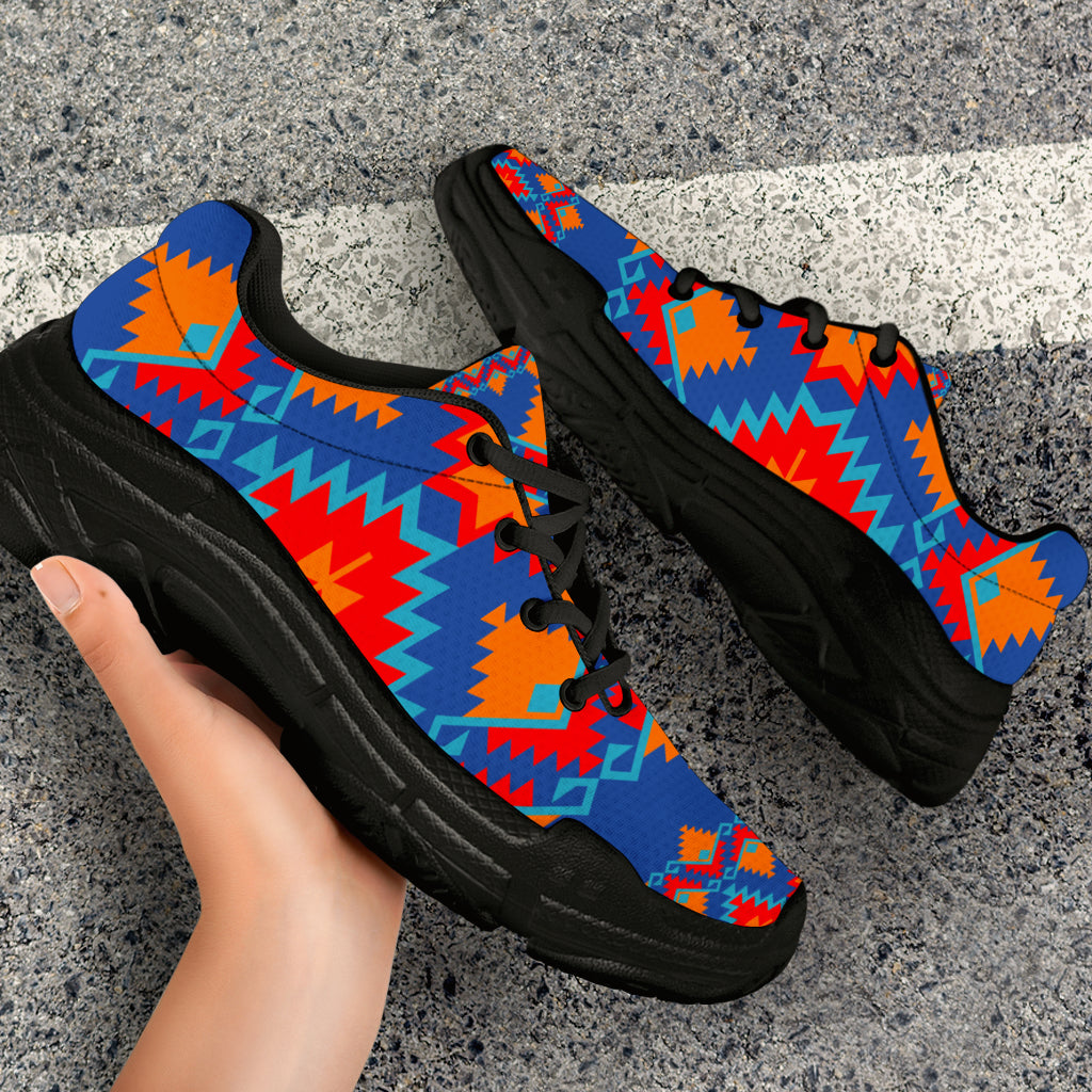 native-american-red-and-yellow-geometric-chunky-sneakers