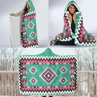 native-american-ethnic-geometric-pink-pattern-hooded-blanket